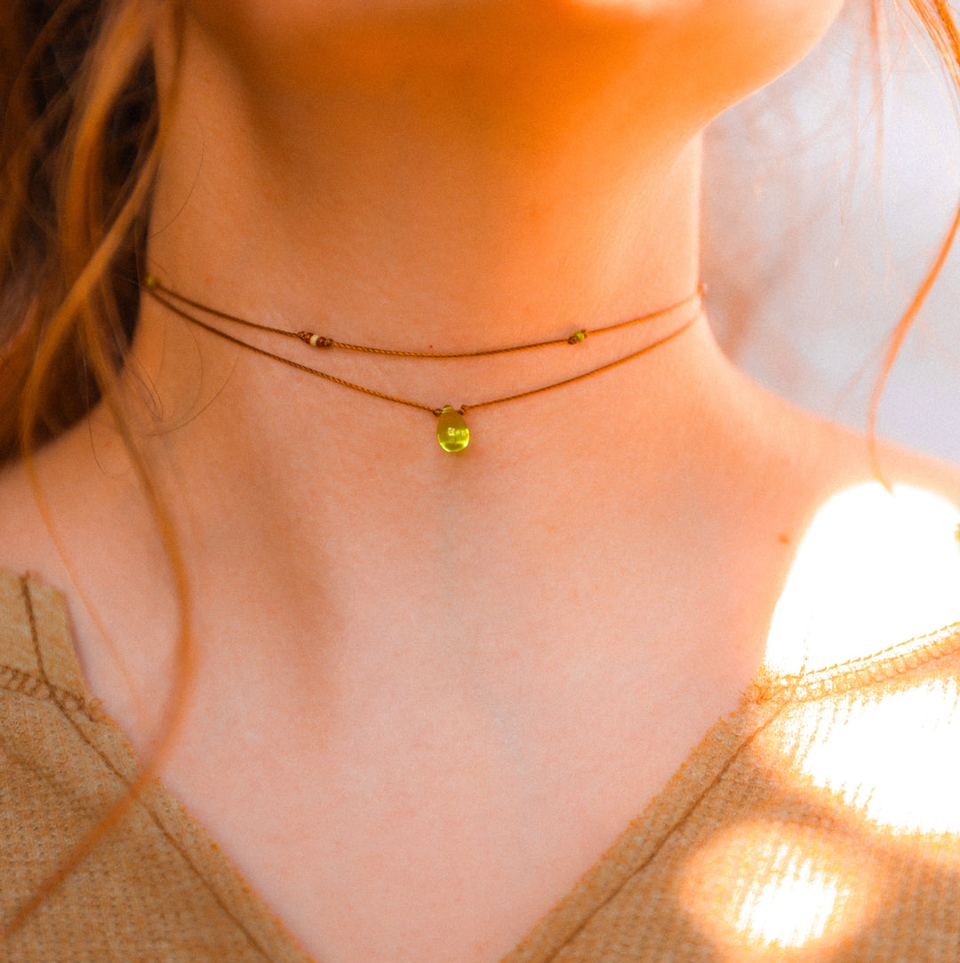 Earthy Green Drop Layered Necklace