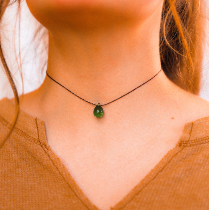 Green Teardrop Hippie Necklace