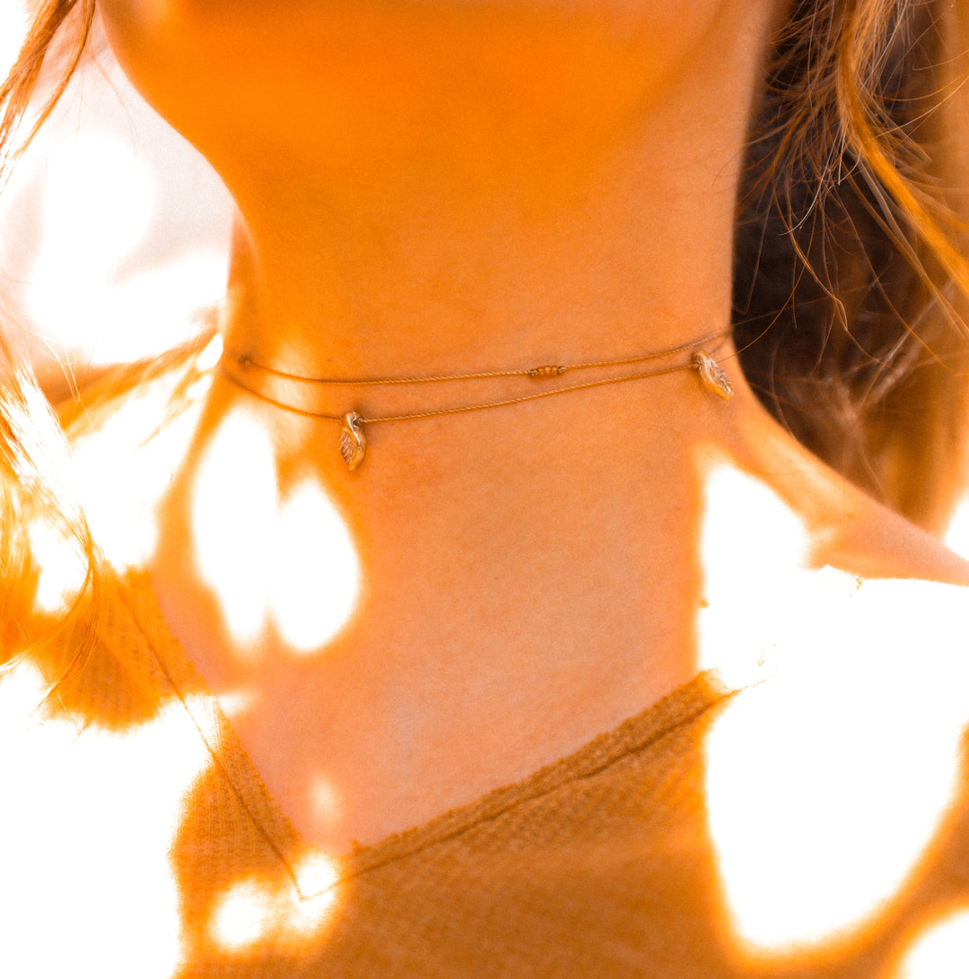 Rustic Beige Leaf Layered Choker