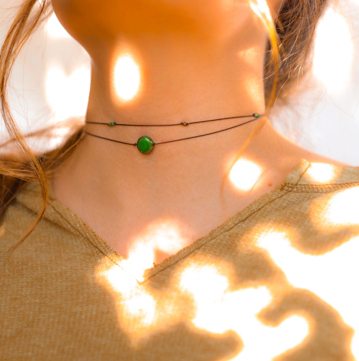 Hippie Green Coin Layered Necklace