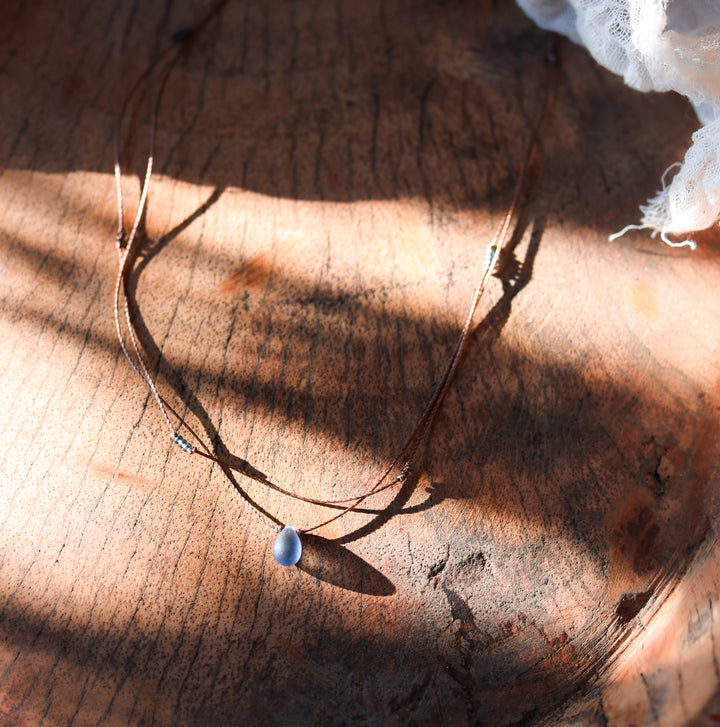 Layered Indigo Blue Teardrop Choker Necklace