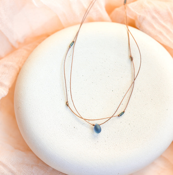 Layered Indigo Blue Teardrop Choker Necklace