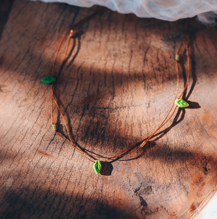 Elven Green Leaf Layered Choker
