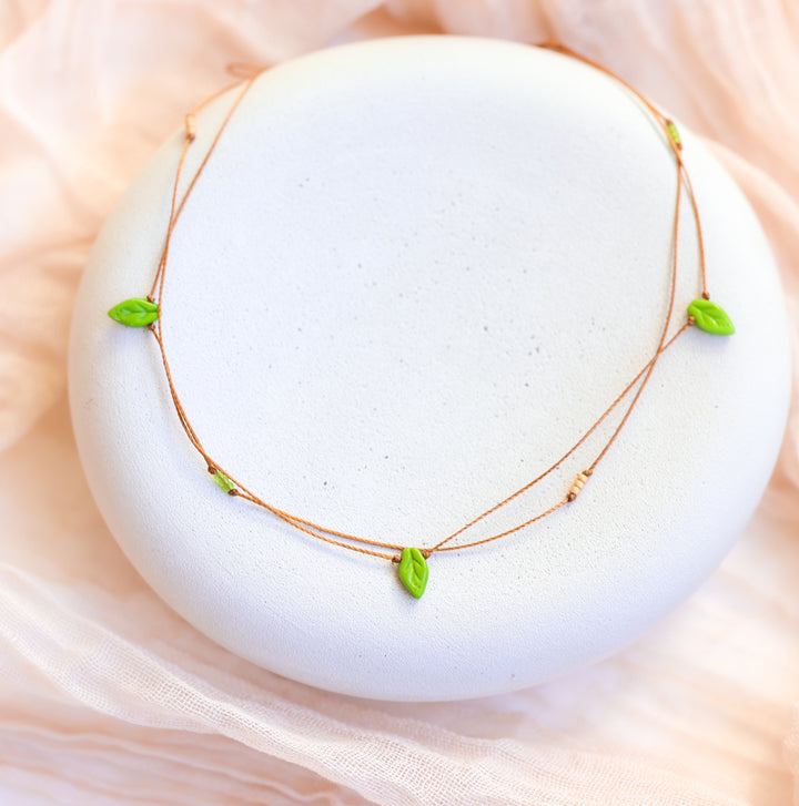 Elven Green Leaf Layered Choker