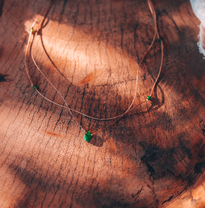 Layered Chrome Diopside Teardrop Choker