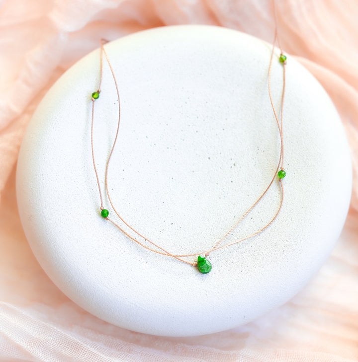 Layered Chrome Diopside Teardrop Choker