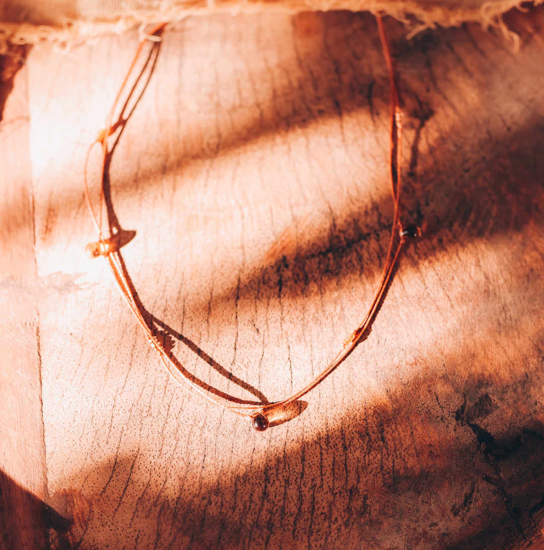 Dainty Rust Brown Teardrop Choker Necklace
