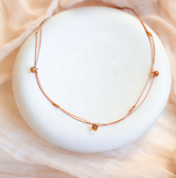 Dainty Rust Brown Teardrop Choker Necklace