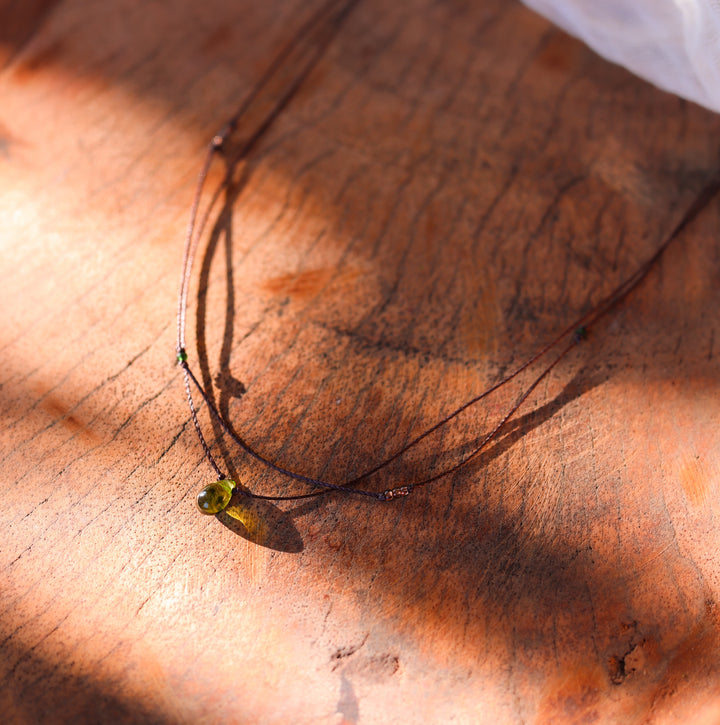Layered Mossy Green Teardrop Necklace