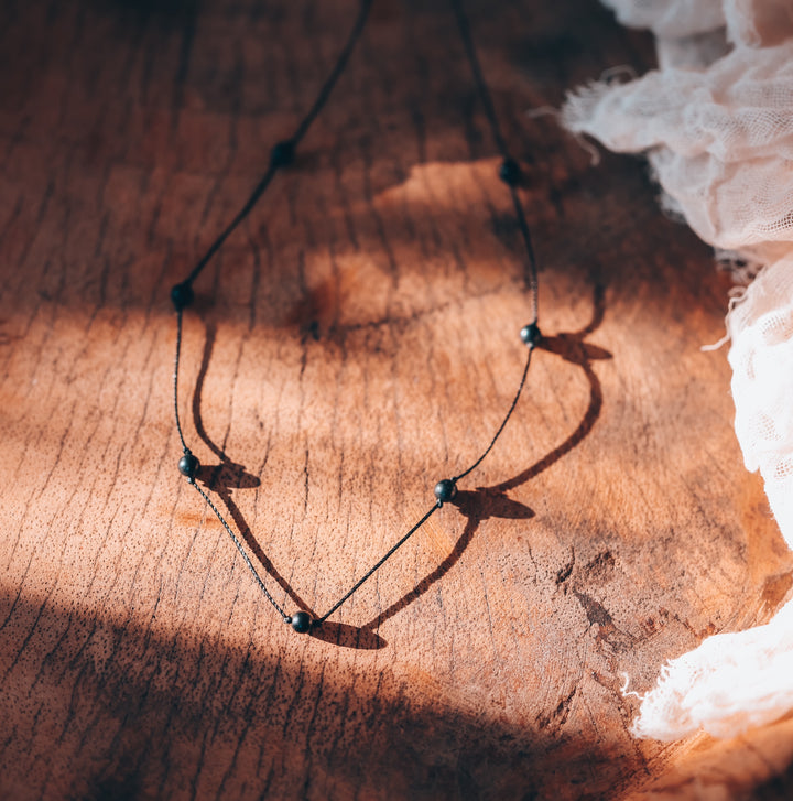 Dainty Beaded Shungite Necklace