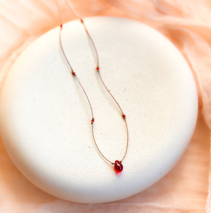 Edgy Ruby Red Drop Necklace