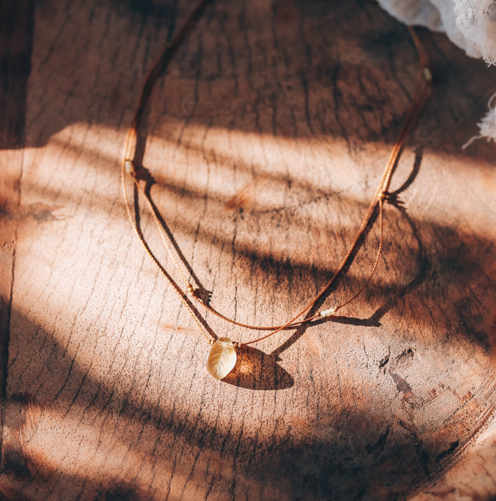 Layered Honey Brown Leaf Necklace