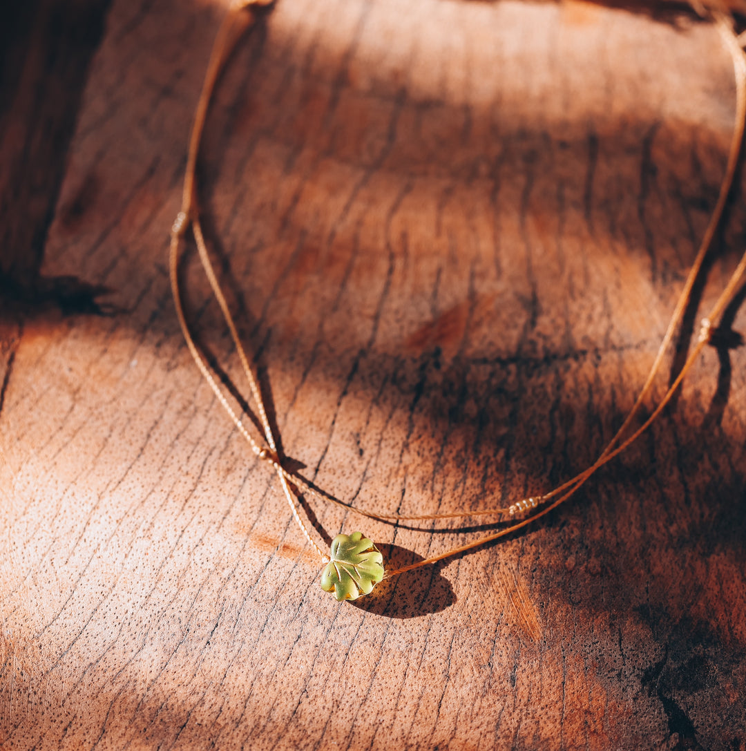 Whimsy Green Leaf Layered Necklace