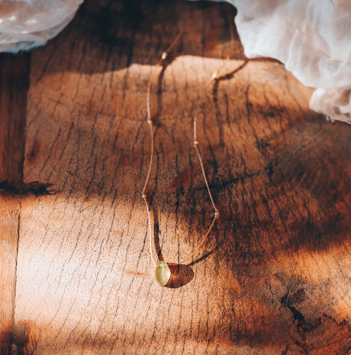 Dainty Olive Gold Leaf Necklace