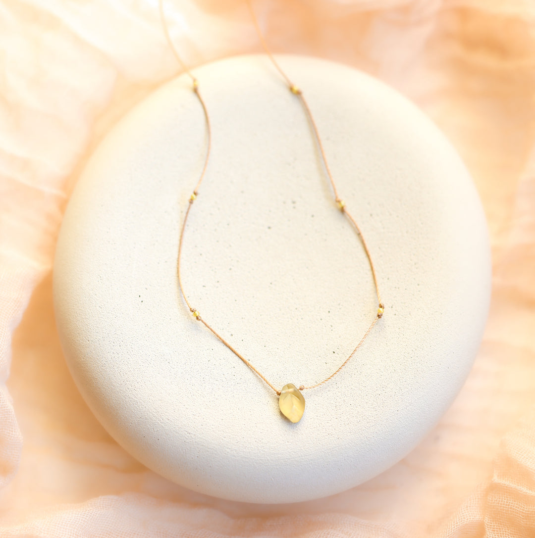 Dainty Olive Gold Leaf Necklace