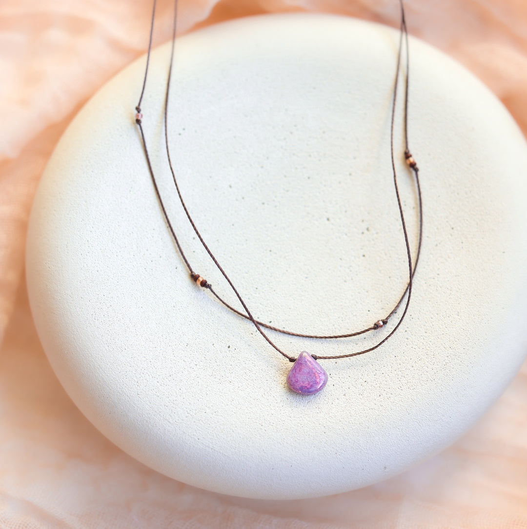 Boho Purple Drop Layered Choker Necklace