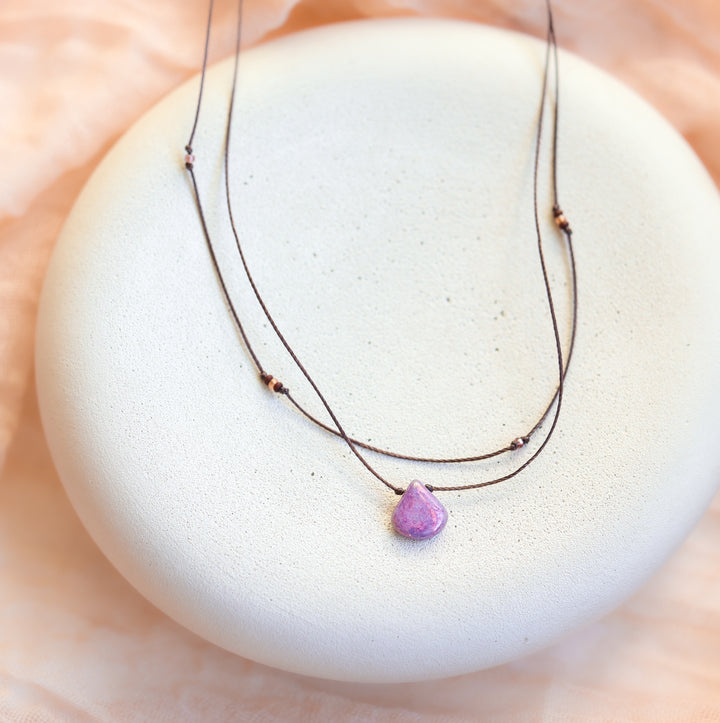 Boho Purple Drop Layered Choker Necklace
