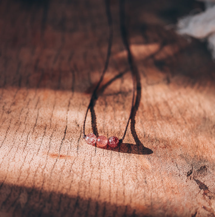 Strawberry Quartz Crystal Necklace