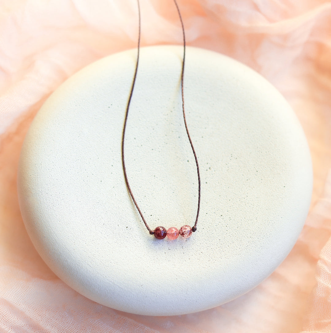 Strawberry Quartz Crystal Necklace