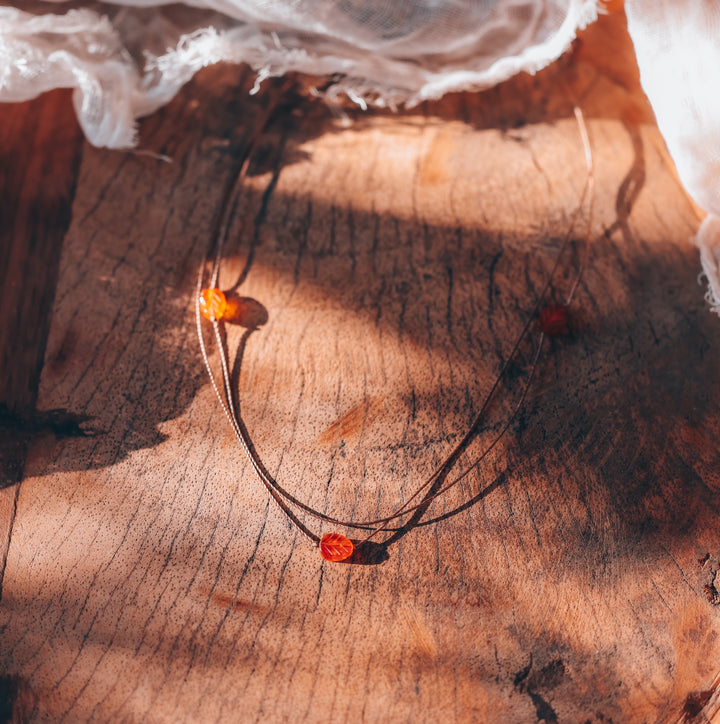 Layered Carnelian Leaf Choker Necklace