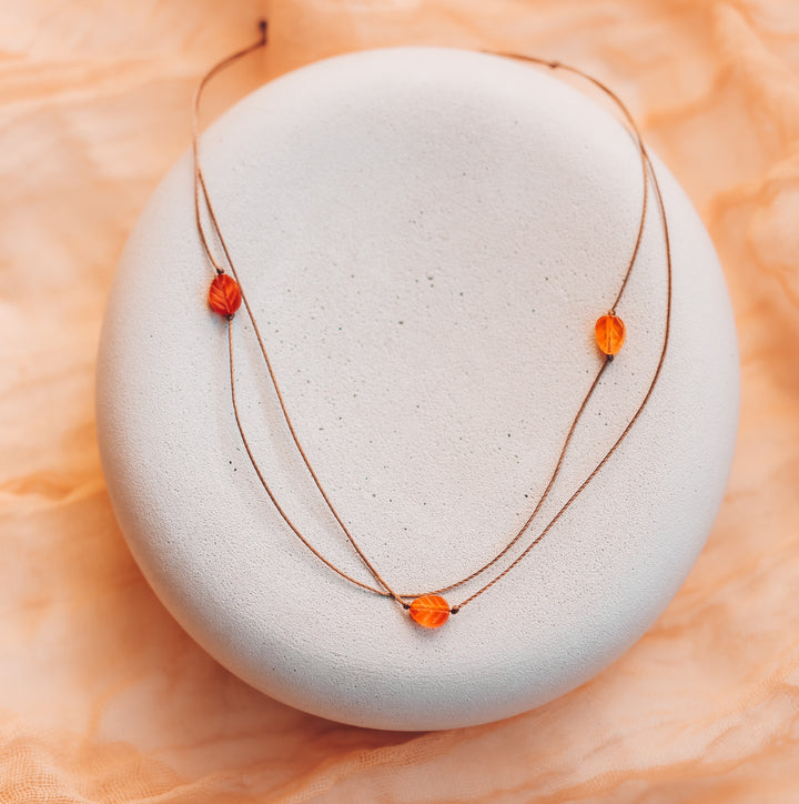 Layered Carnelian Leaf Choker Necklace