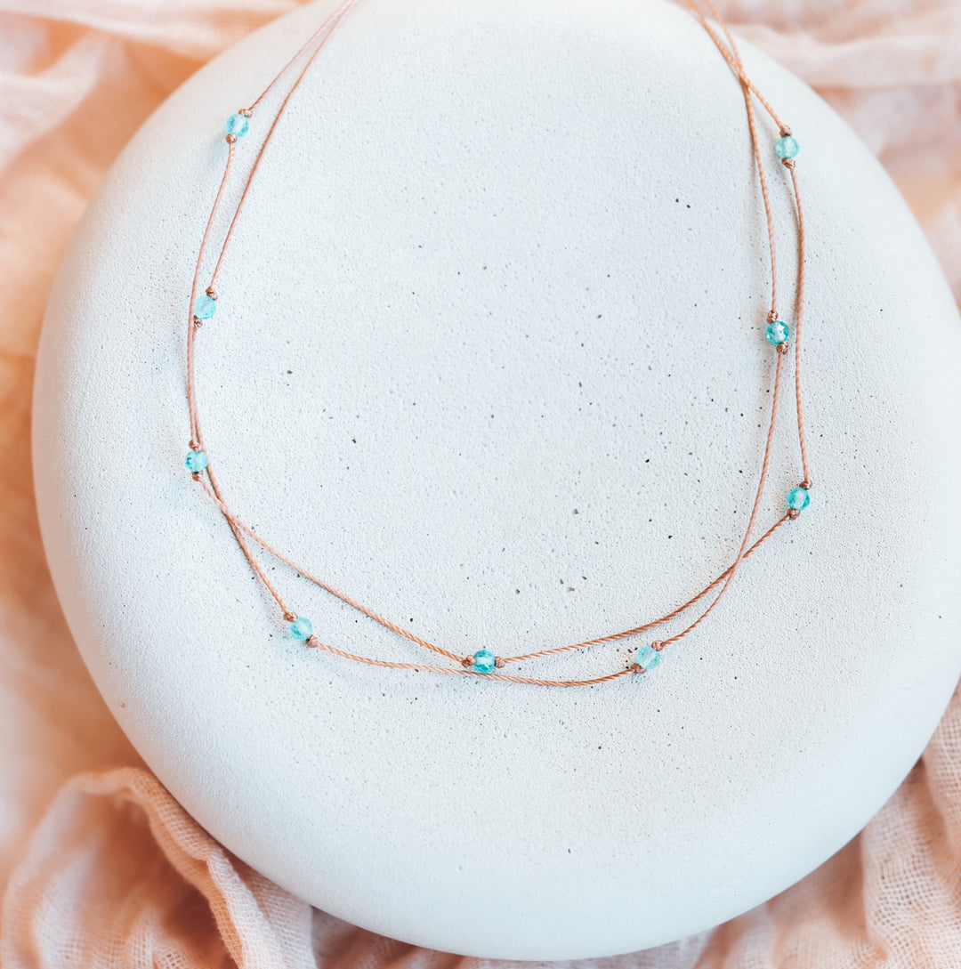 Beaded Apatite Crystal Layered Necklace