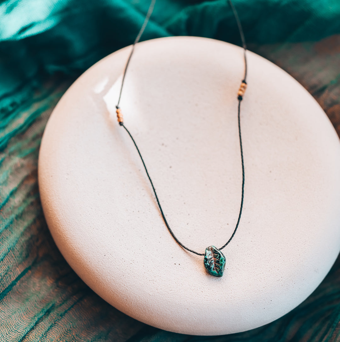 Grunge Black Leaf Necklace