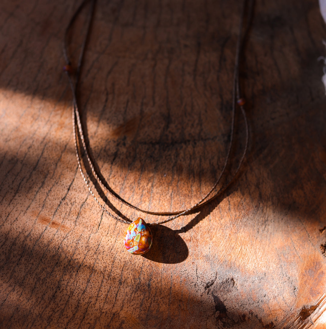 Rustic Hippie Tie Dye Pendant Necklace