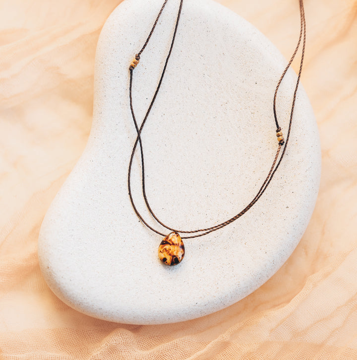 Coffee Brew Drop Pendant Layered Necklace