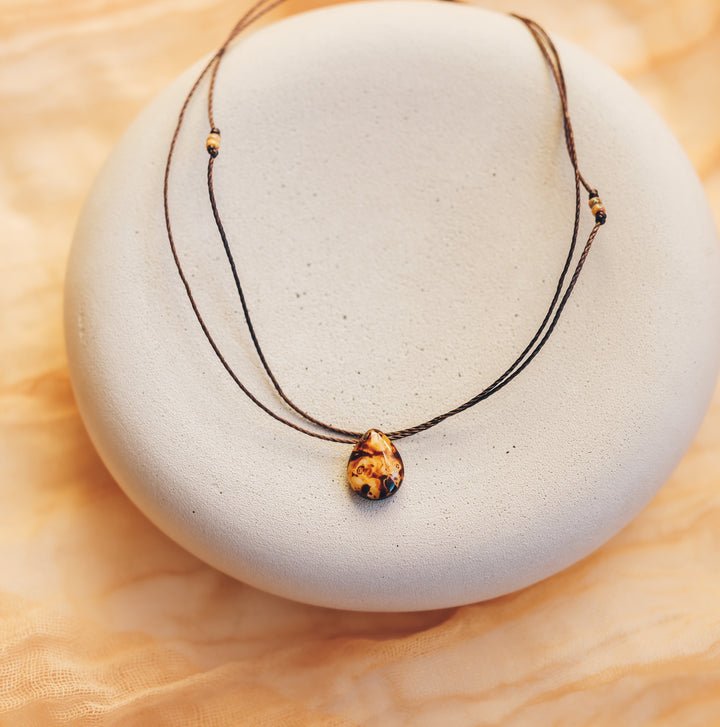 Coffee Brew Drop Pendant Layered Necklace