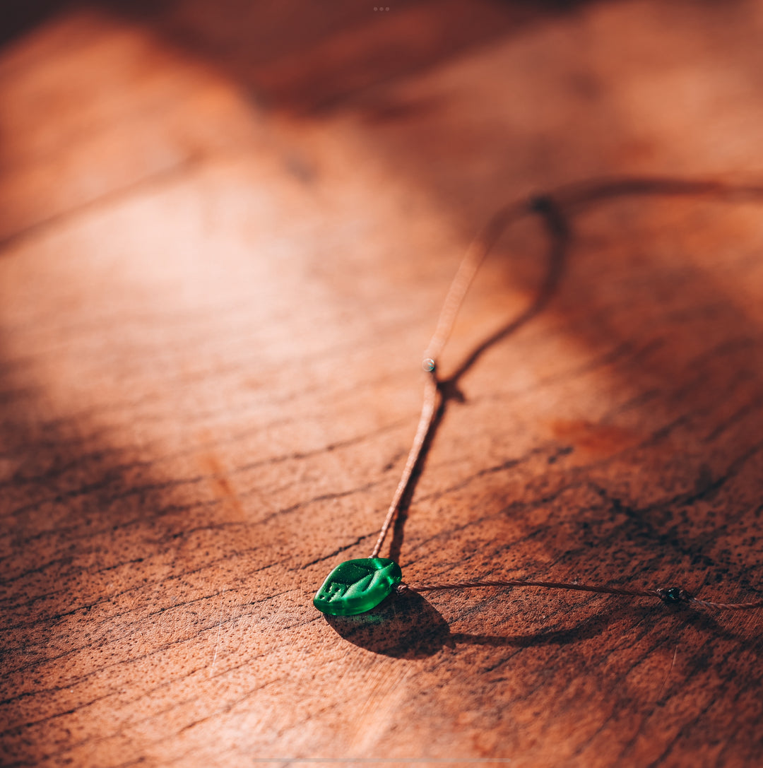 Dark Green Leaf Fairycore Necklace