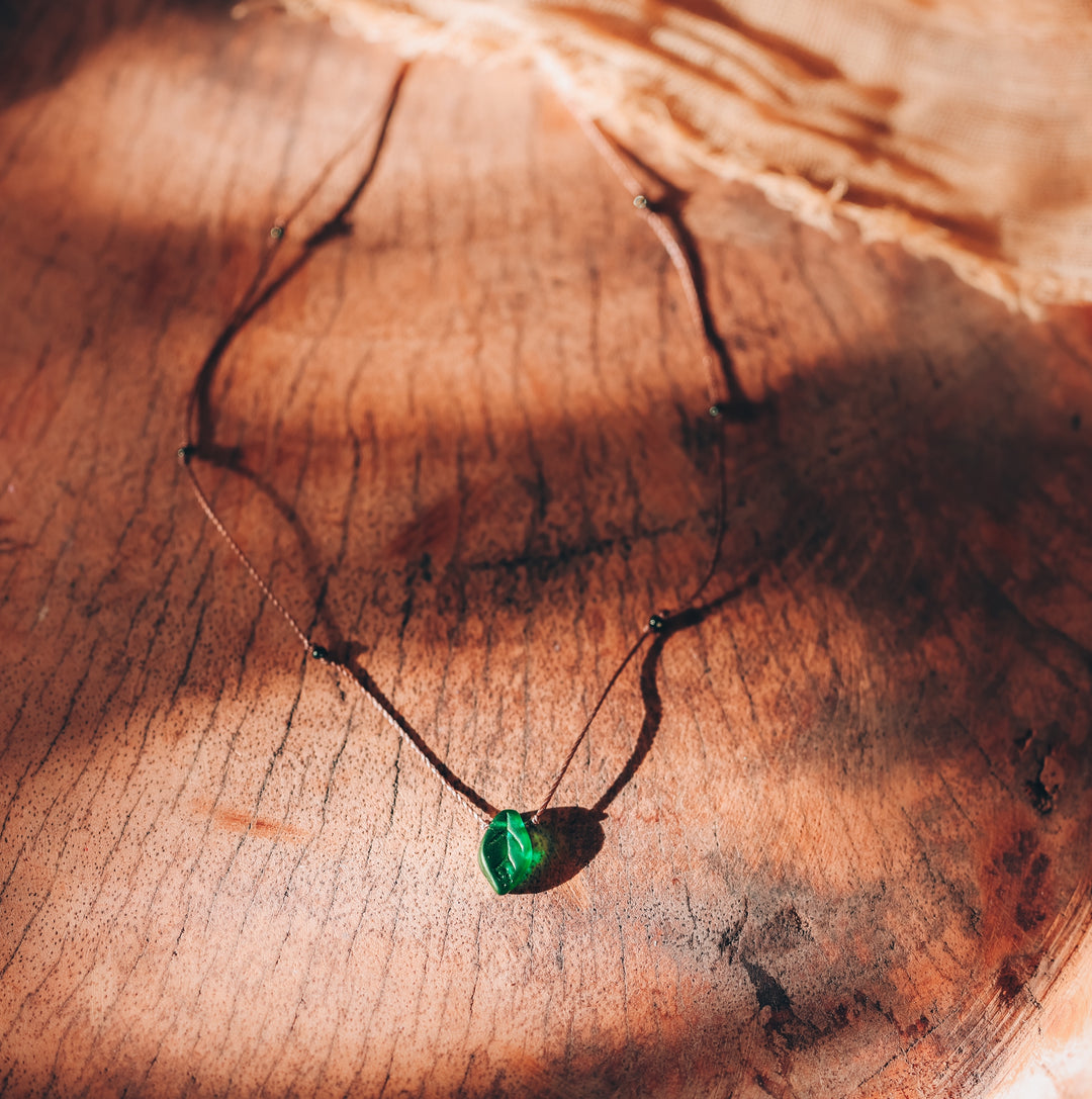 Dark Green Leaf Fairycore Necklace