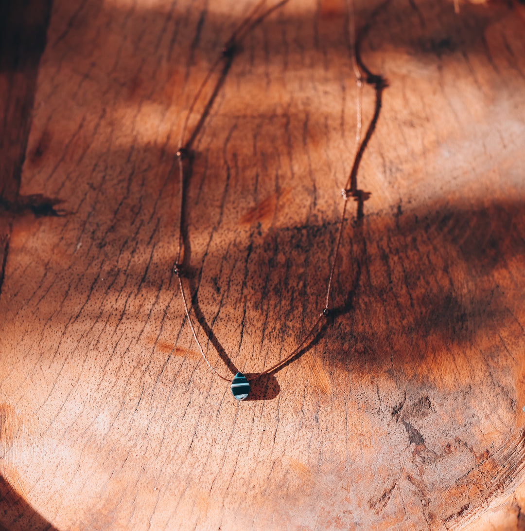 Dainty Black Agate Teardrop Choker Necklace