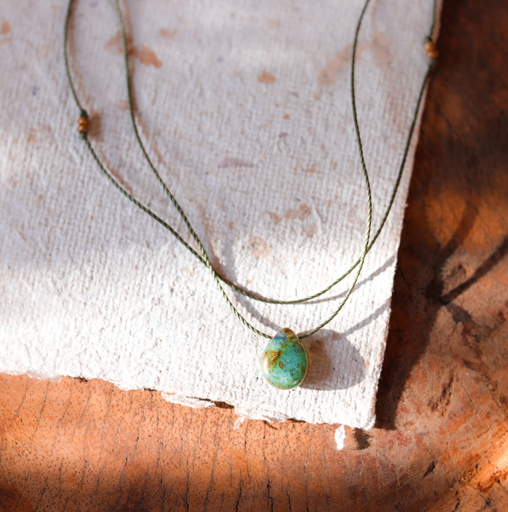 Layered Earthy Ocean Drop Pendant Necklace