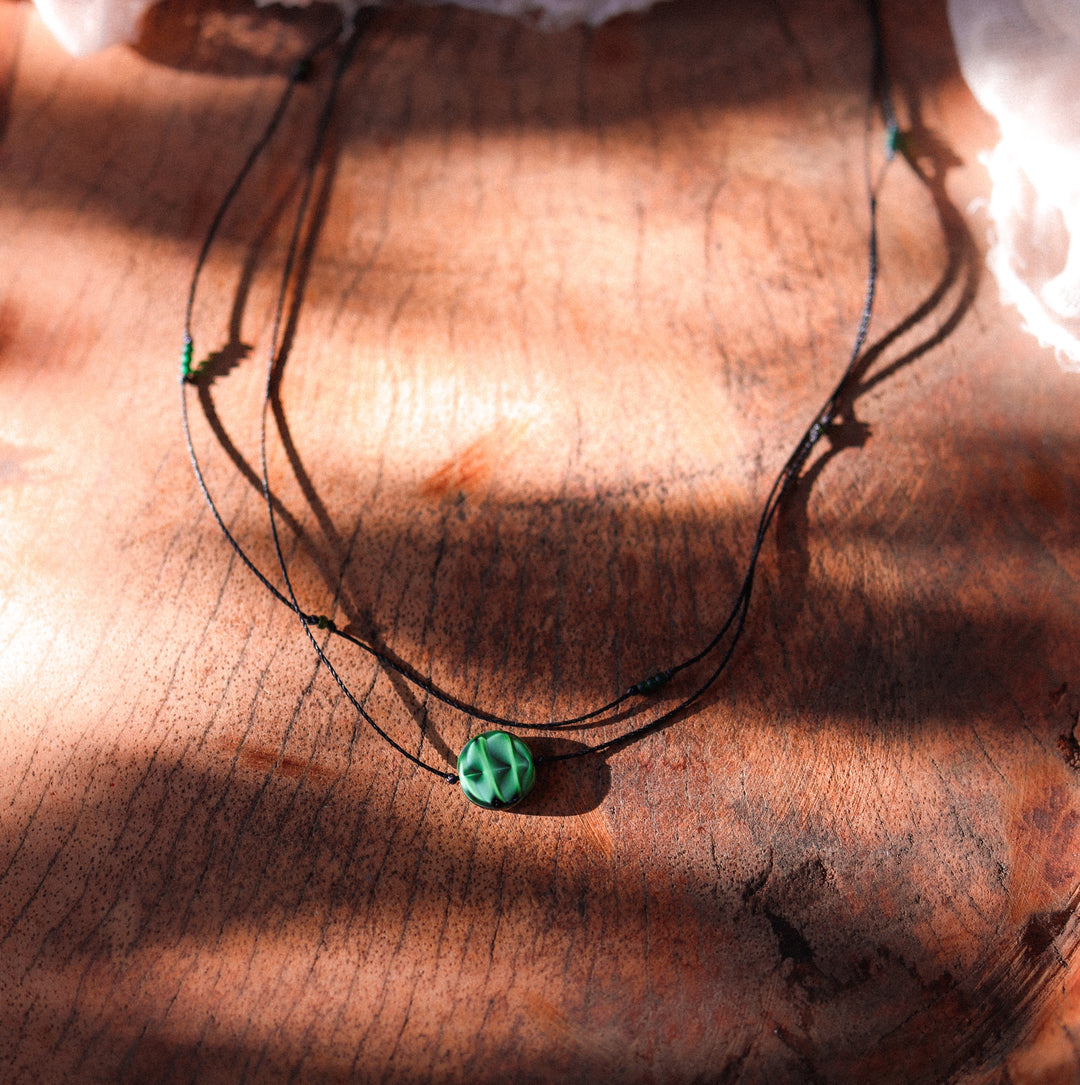 Green Tie Dye Coin Layered Choker Necklace