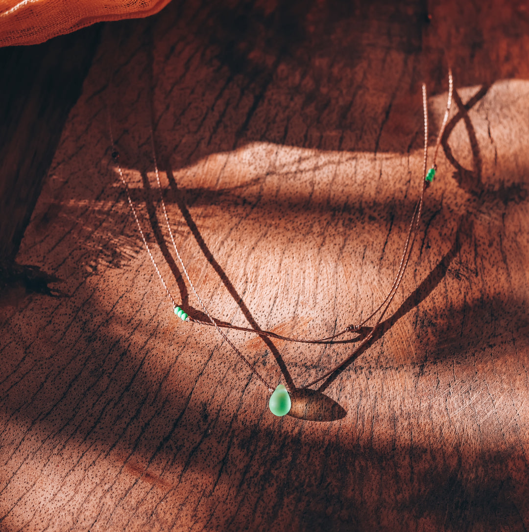 Layered Pastel Green Teardrop Necklace