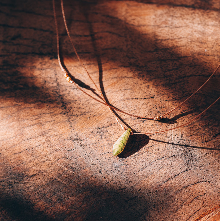 Hippie Green Leaf Dagger Necklace