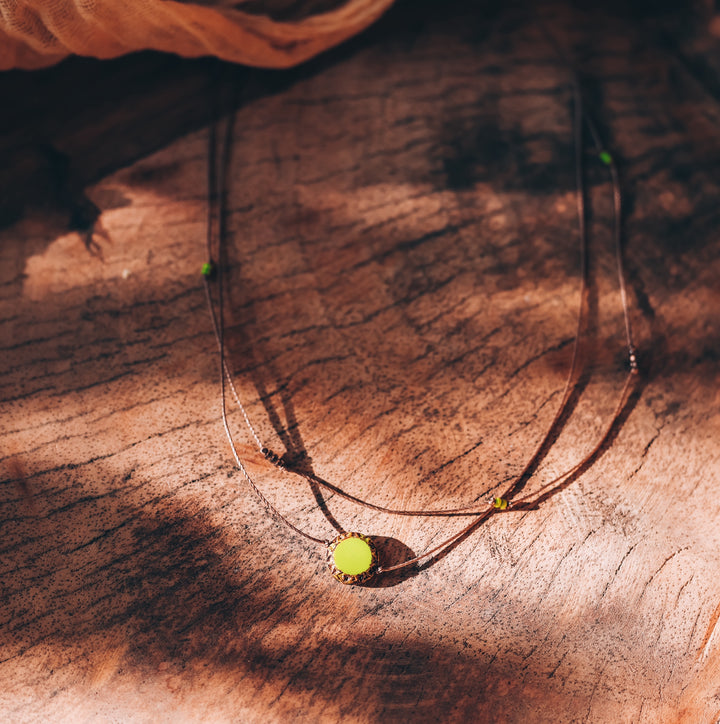 Layered Lime Green Coin Necklace