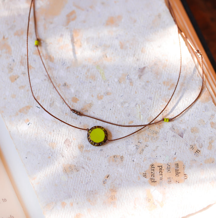 Layered Lime Green Coin Necklace