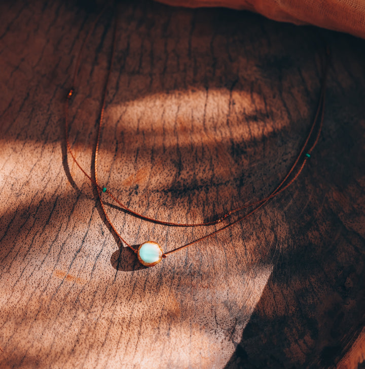 Rustic Green-Blue Coin Layered Necklace