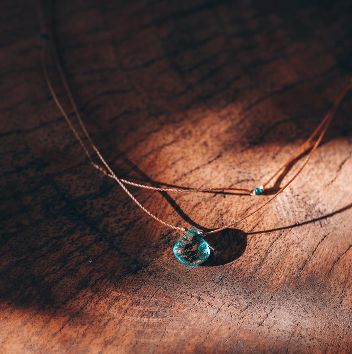 Crystal Blue Drop Layered Necklace