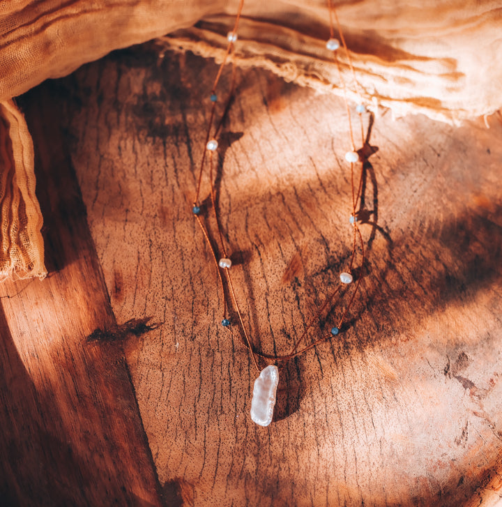 Pearl & Aquamarine Layered Necklace