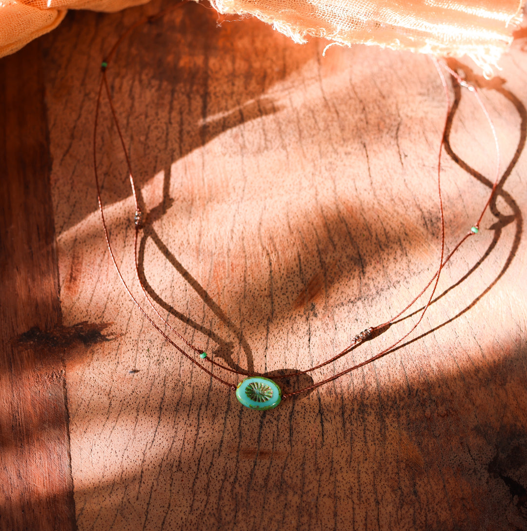 Layered Turquoise Sun Coin Necklace