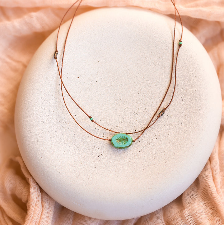 Layered Turquoise Sun Coin Necklace