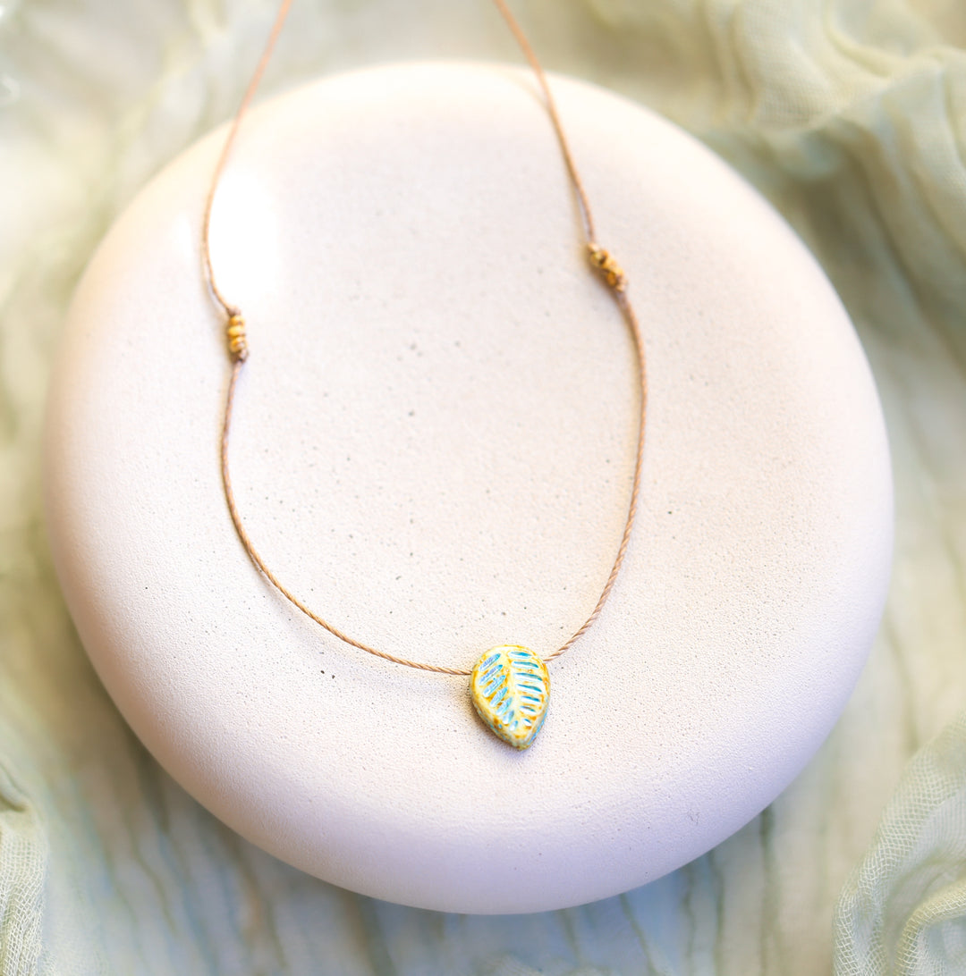 Rustic Electric Leaf Pendant Necklace