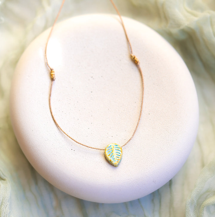 Rustic Electric Leaf Pendant Necklace