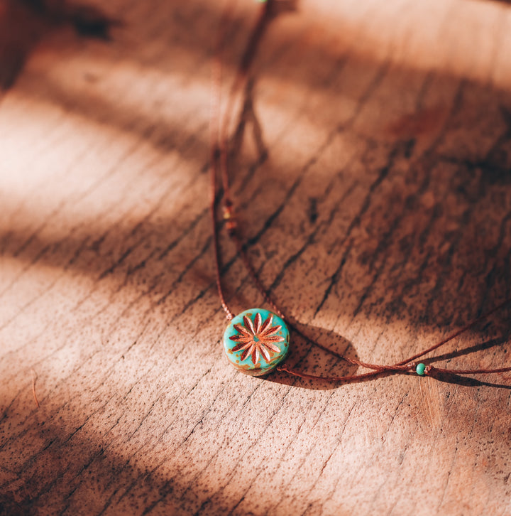 Rustic Boho Flower Layered Necklace