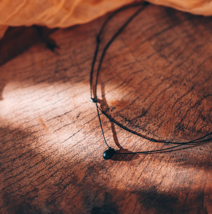 Dainty Black Teardrop Layered Choker