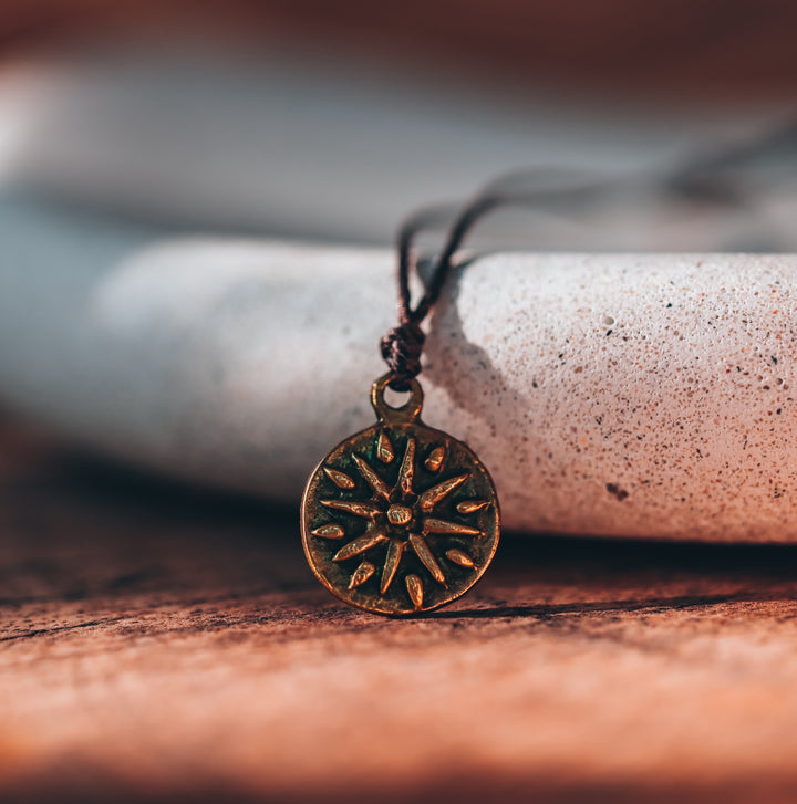 Aztec Sun Charm Necklace