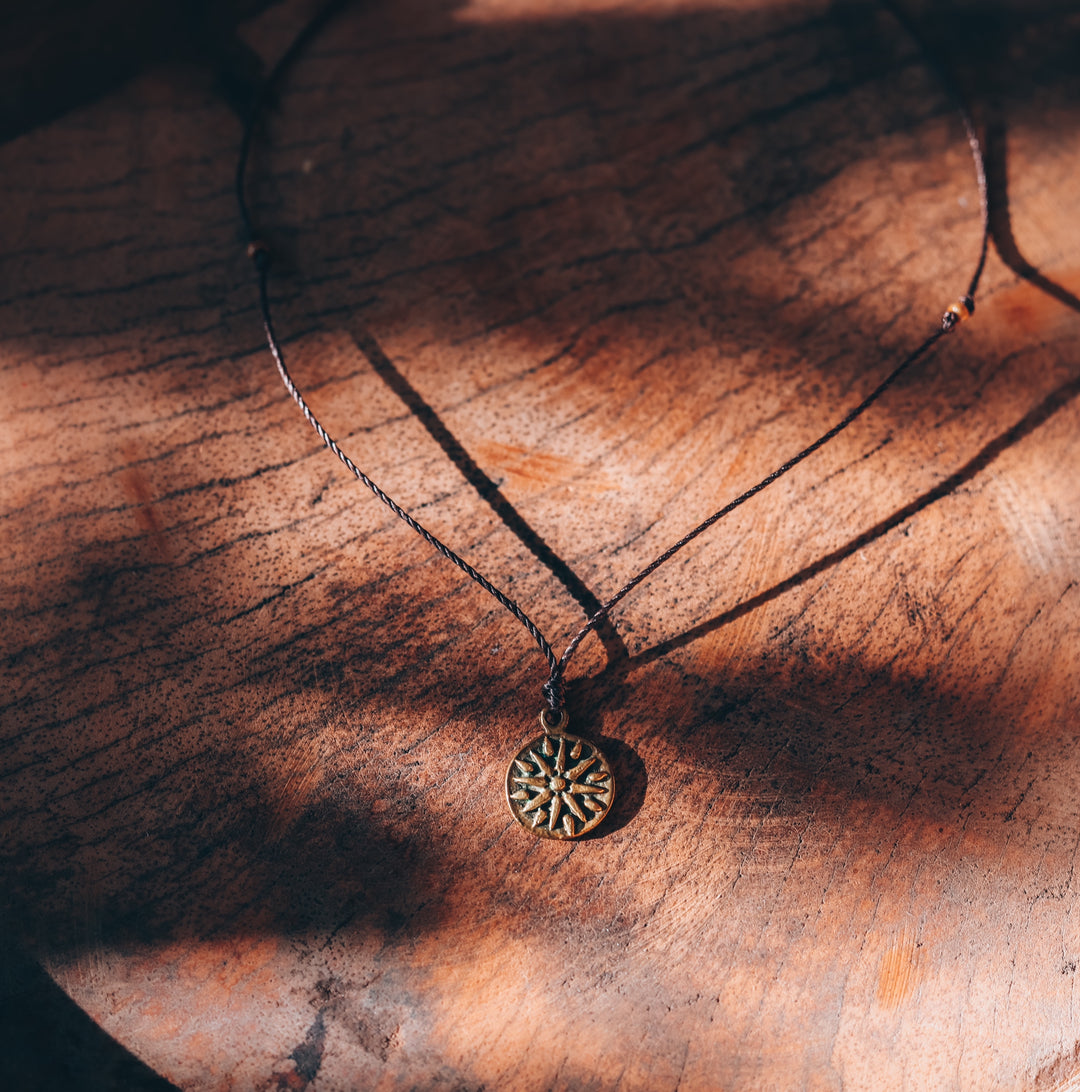 Aztec Sun Charm Necklace